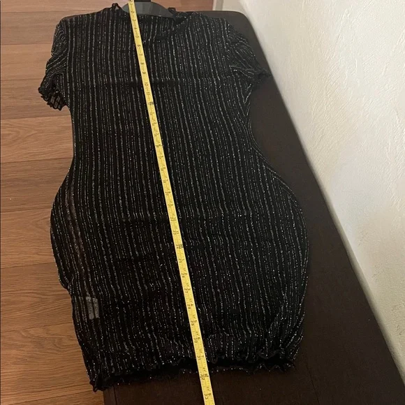 #*096**Sexy Black Glitter See Through Mini Dress - Picture 3 of 7